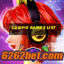 casino games list