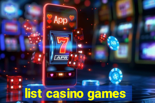 list casino games